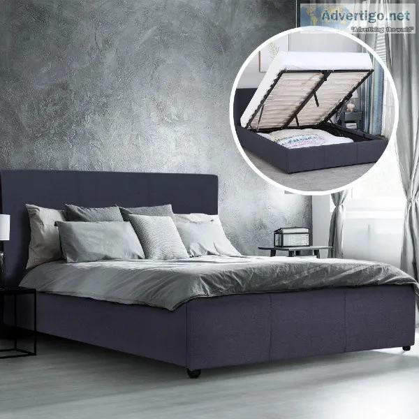 Milano Luxury Gas Lift Bed with Headboard (Model 1) &ndash Charc
