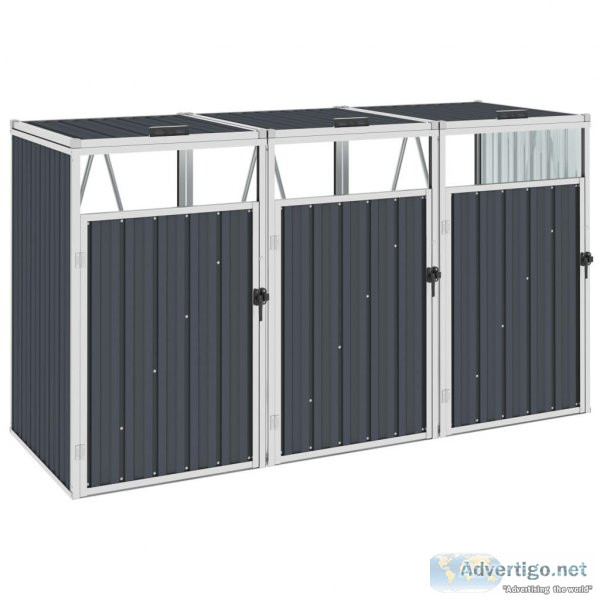 Triple Garbage Bin Shed Anthracite 213x81x121 cm Steel