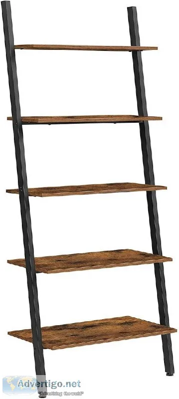 5-Tier Bookshelf Rack Rustic Brown and Black