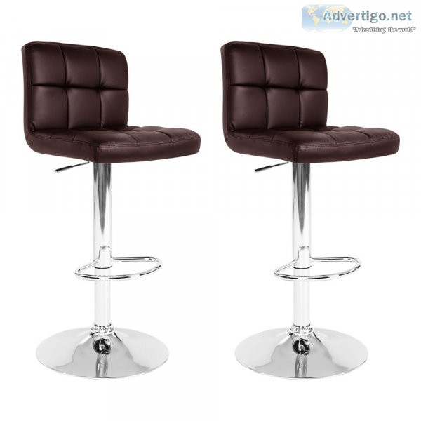 Artiss Set of 2 Gas Lift Bar Stools PU Leather &ndash Chocolate 