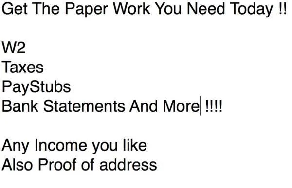 Need Proof of Income Proof of Address