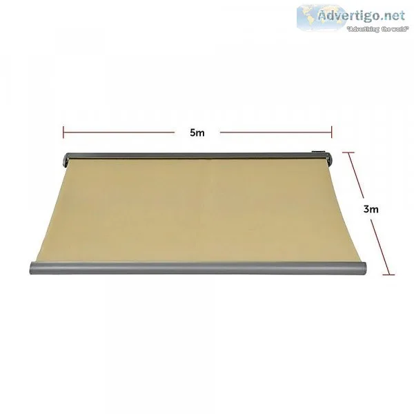 5.0m X 3.0m Retractable Folding Arm Awning Heavy Duty Full Casse
