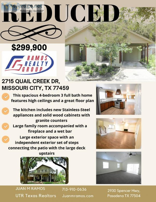 Beautiful 2 Story Home In Missouri City TX for SALE