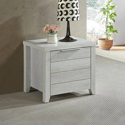 Bedside Table 2 Drawers Storage Table Night Stand MDF In White A