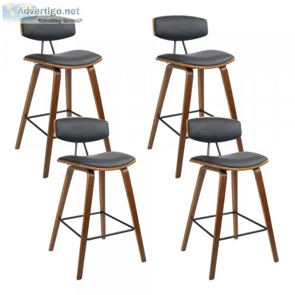 Artiss Set of 4 PU Leather Circular Footrest Bar Stools &ndash B