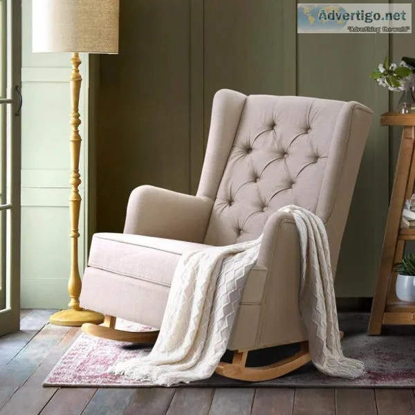 Artiss Rocking Armchair Feedining Chair Fabric Armchairs Lounge 