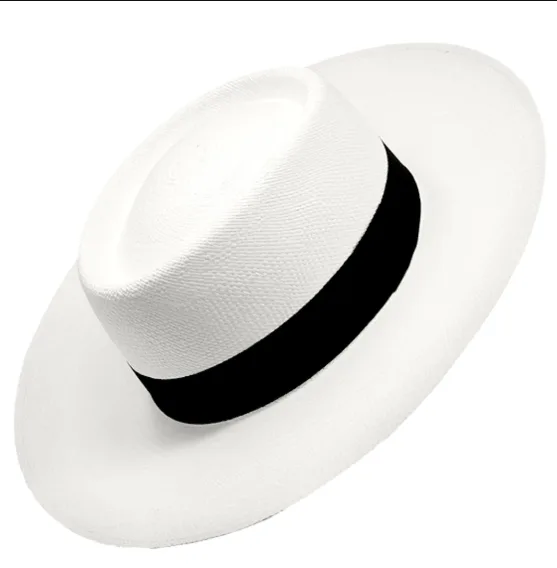 Designer White Wide Brim Panama Hats For Men s - Scarves and Fed