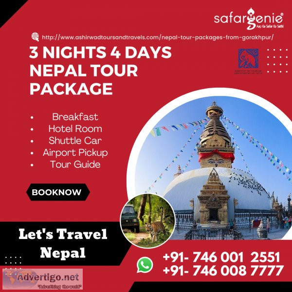 3 night 4 day nepal tour package from gorakhpur