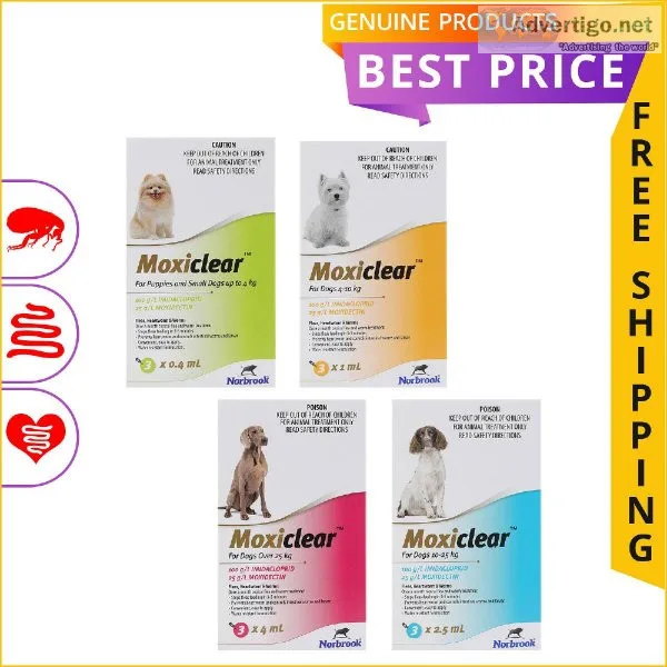 Moxiclear Flea Heartworm Worms Control for Dogs 3 Doses