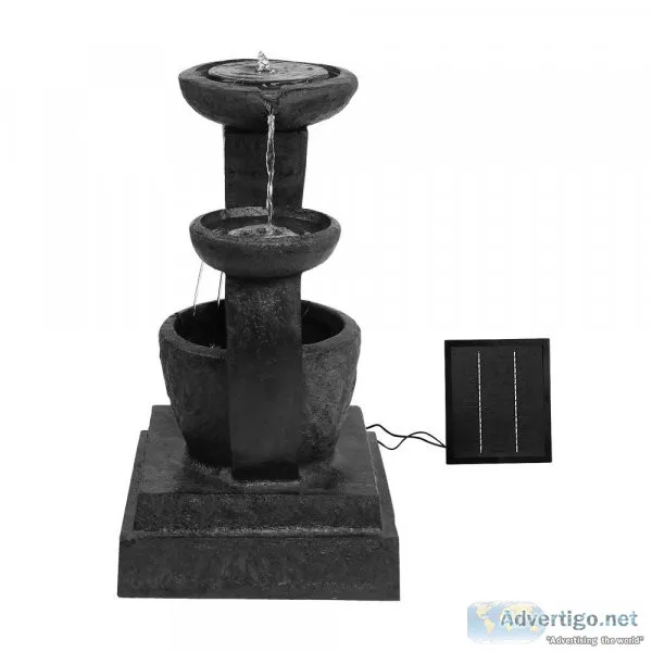 Gardeon 3 Tier Solar Powered Water Fountain with Light &ndash Bl