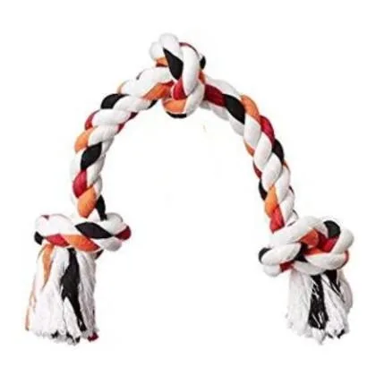 Foodie Puppies Cotton Rope Bone Dog Chew 3 Knots Toy (Colour May