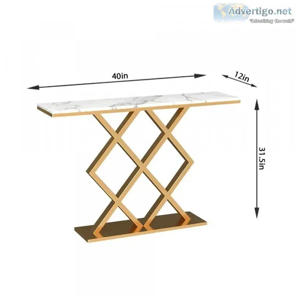 Contemporary console table in geometric criss cross pattern
