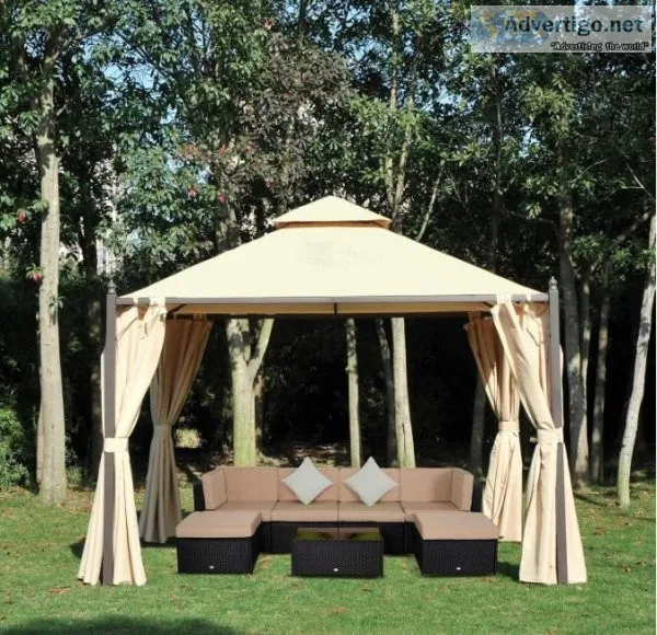 BRAND NEW Outsunny 10  x 10  Steel Outdoor Patio Gazebo with Pol