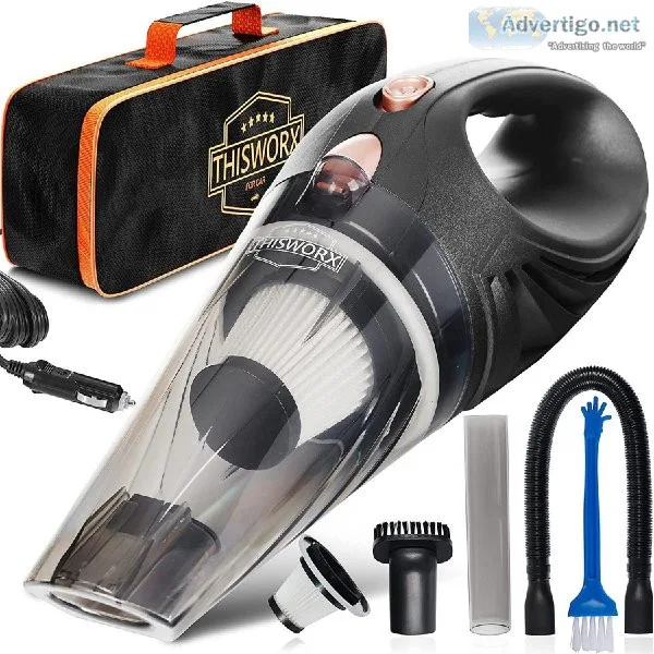 ThisWorx Car Vacuum Cleaner - Car Accessories - Small 12V High P