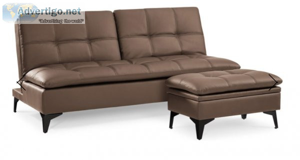BRAND NEW Sedona Leather Sofa Convertible with Storage Ottoman b