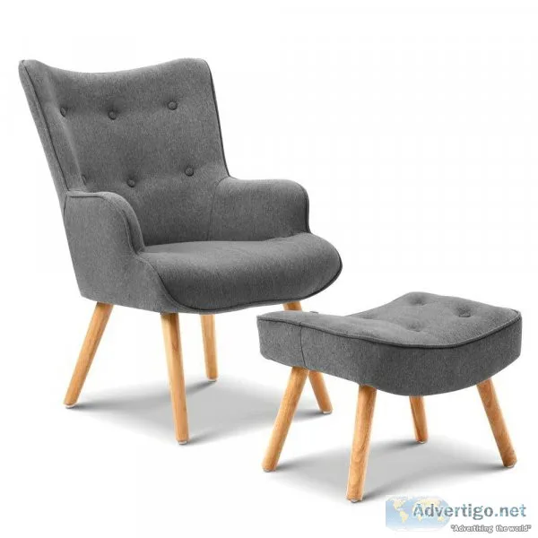 Artiss Armchair and Ottoman &ndash Grey
