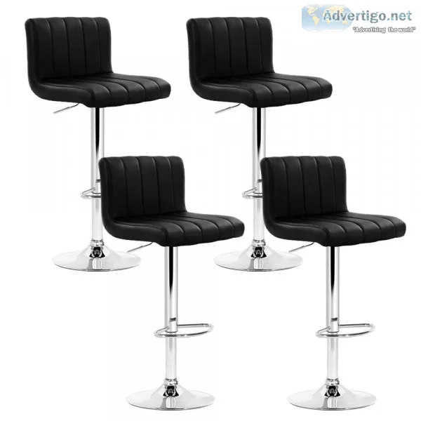 Artiss Set of 4 Line Style PU Leather Bar Stools &ndash Black