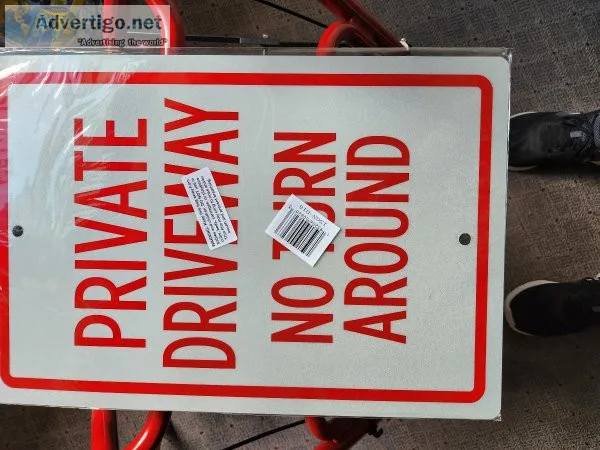 Private Driveway No Turn Around Sign 18&quot x 12&quot  Reflecti