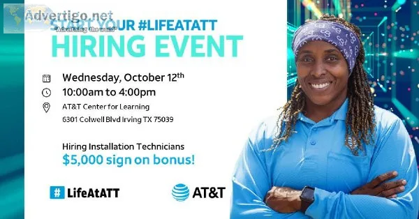 Dallas area Technician Hiring Event Wednesday Oct. 12th - 5000 s