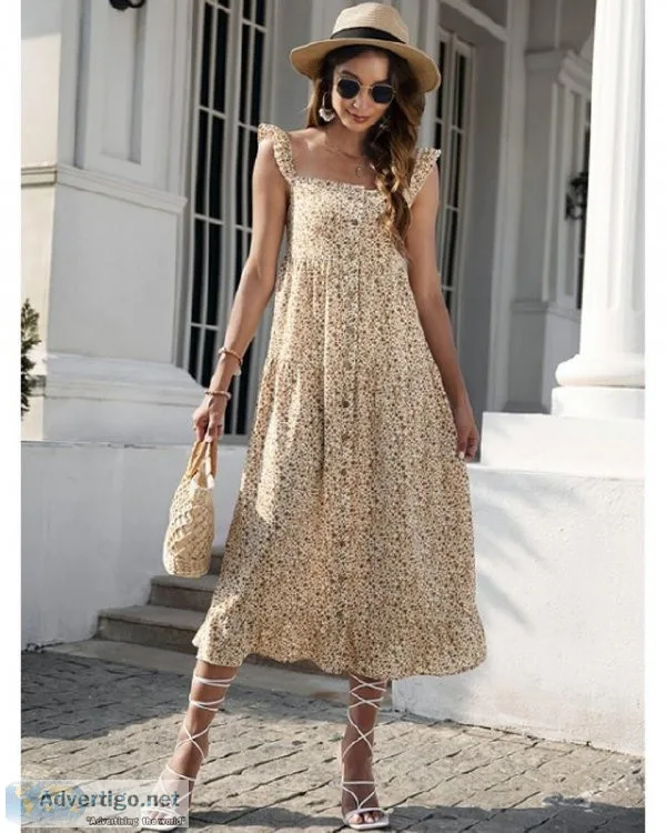 ATUENDO Summer Fashion Print Purple Dresses for Women Bohemian C
