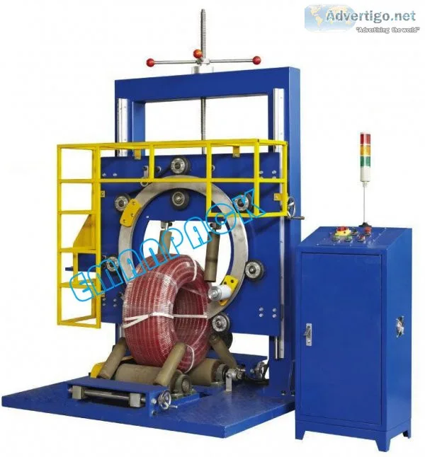 Hose coil wrapper pipe reels wrapping packaging machine