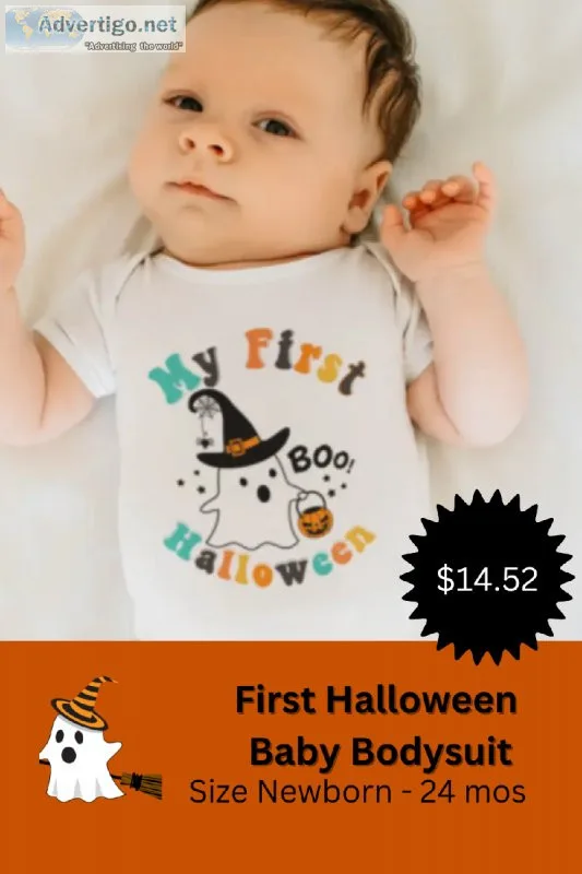 Cute Boo Ghost My First Halloween Baby Bodysuit