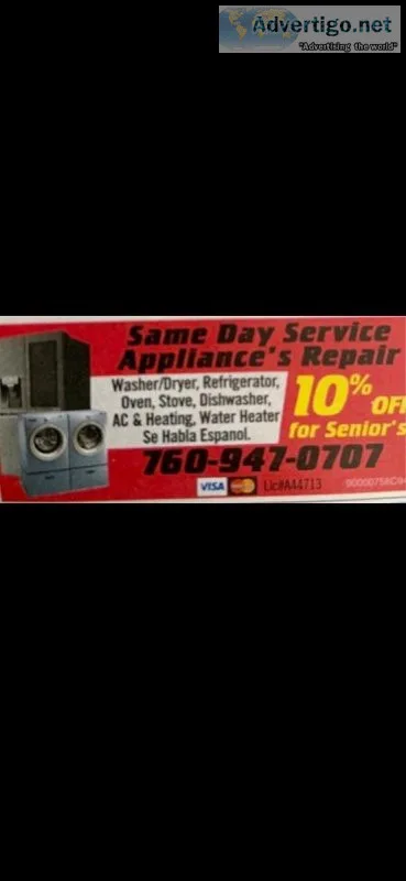 APPLIANCE REPAIR  AC and HEATING  ALL MAKES and MODELS