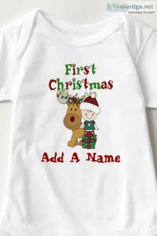 Customize Baby First Christmas Bodysuit Newborn - 24 mos