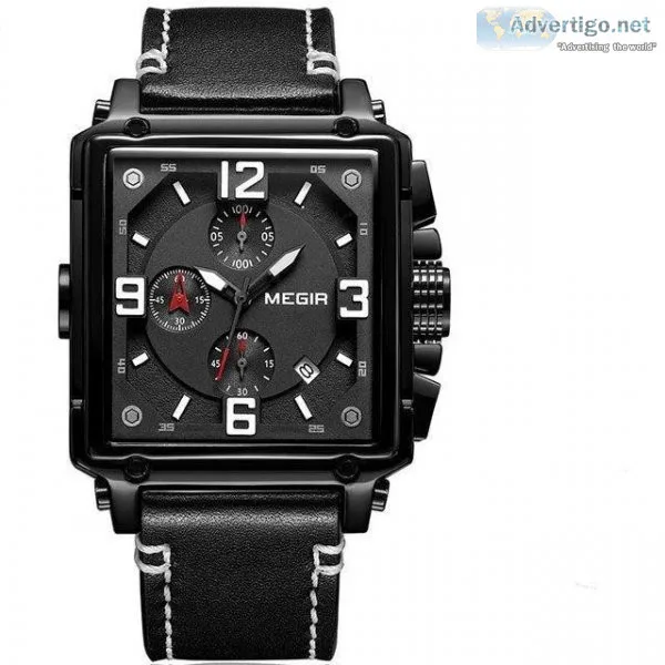 Buy The Best Men Leather Strap Square Quartz Wrist Watches