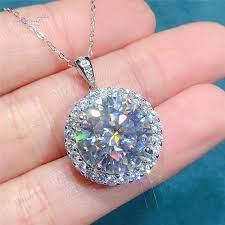 Classic 925 Silver Moissanite Pendant Necklace Fine Jewelry