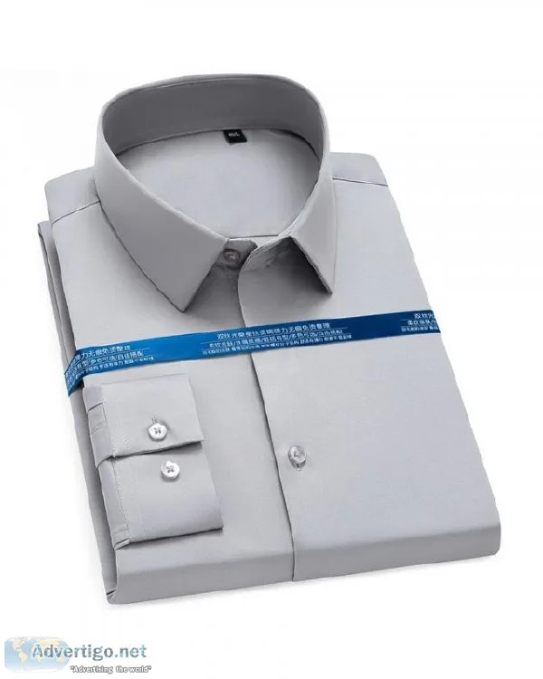 Men s Classic Stretchy Silky Non-iron Dress Pocketless Business 