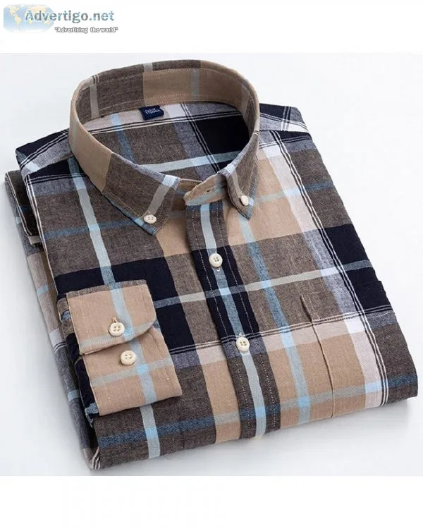 Men s Classic Fit Casual Plaid Linen Cotton Long Sleeve Stripe C
