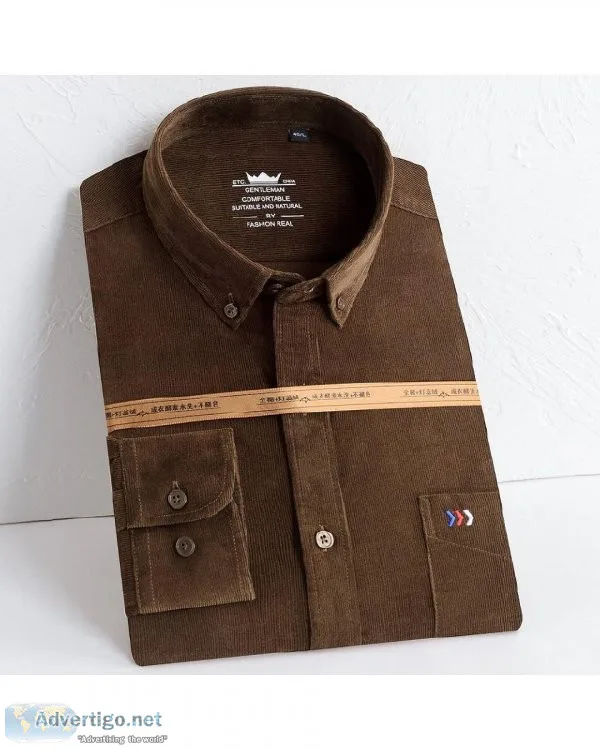 Men s Fashion Standard-Fit Long-Sleeve Corduroy Shirt