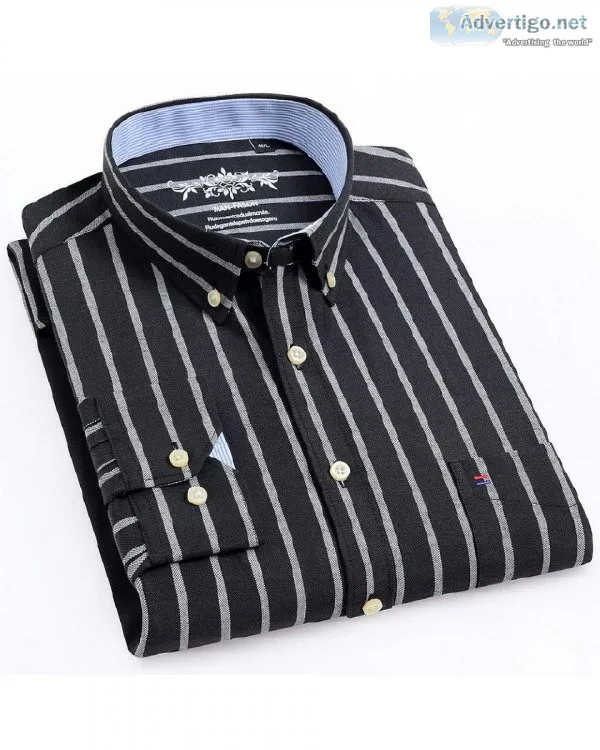Men s Button Down Casual Durable Oxford Single Patch Pocket Spri