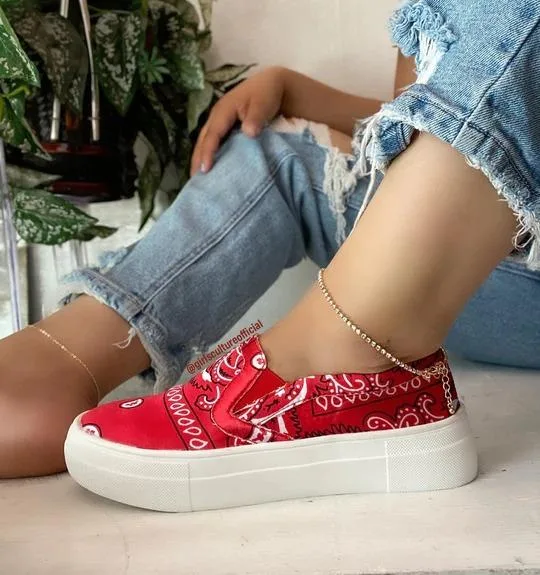 The Most Stylish Red Bandana Shoes For Women - The Blvd