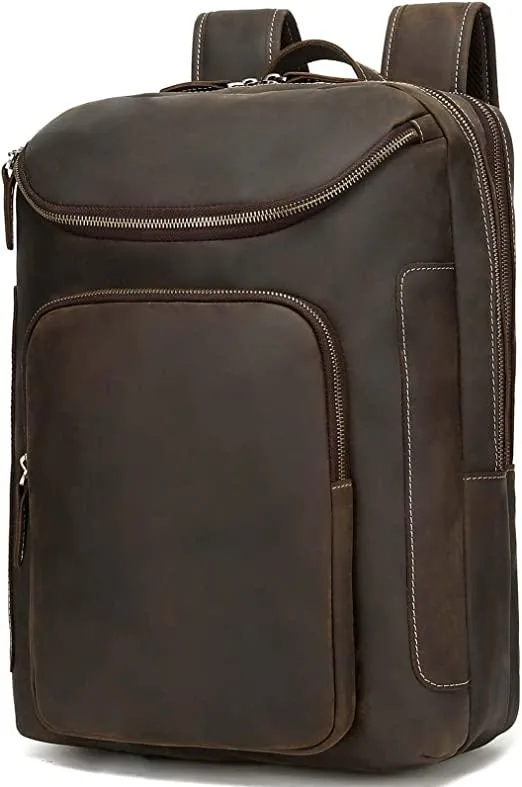 Leather Backpack for Men 16&quot Laptop School Travel Business O