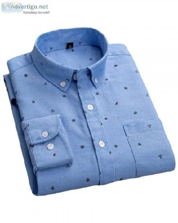 Oxford Striped Long Sleeve Cotton Business Casual Male Social Dr