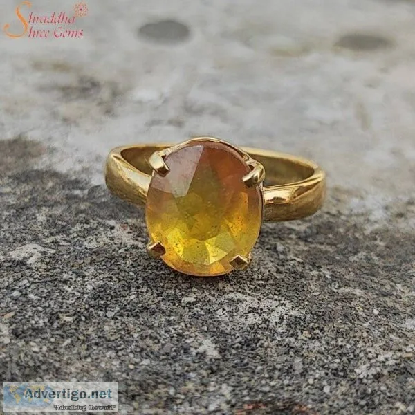 Natural yellow sapphire ring, unheated & untreated pukhraj stone