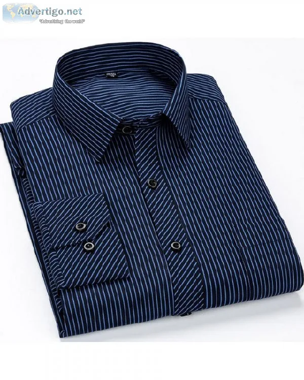Mens Casual Business Long Sleeved Classic Plaid Striped Shirt