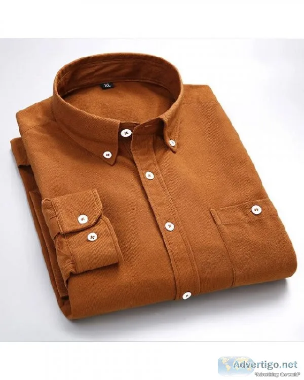 Men s Corduroy Long Sleeve Cotton Spring Autumn Slim Fit Casual 
