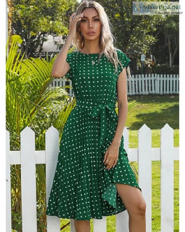 New Summer Polka Dots Sleeveless Pleated Dresses For Women