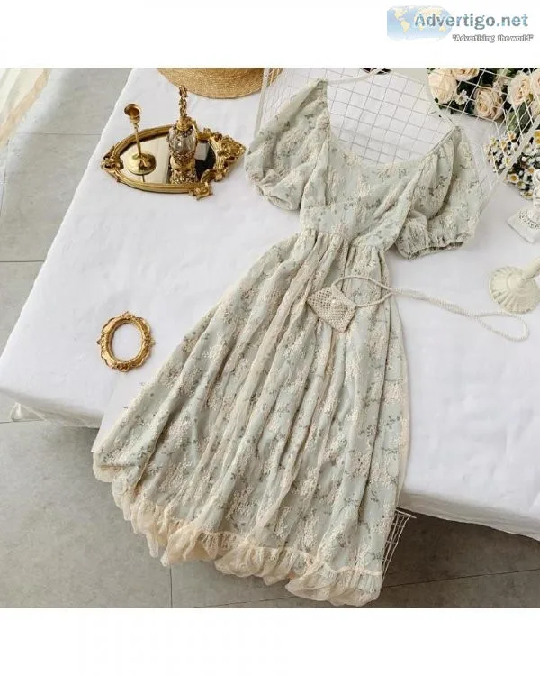 Summer Fairy Puff Sleeve Casual Elegant Floral Print Frence Styl