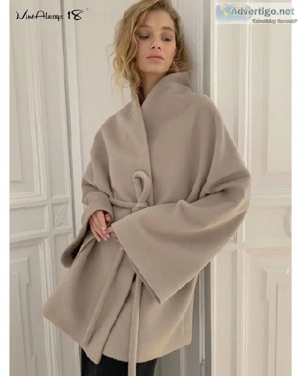 ong Sleeves Wrape Fleece Winter Women Warm Vintage Loose Outerwe