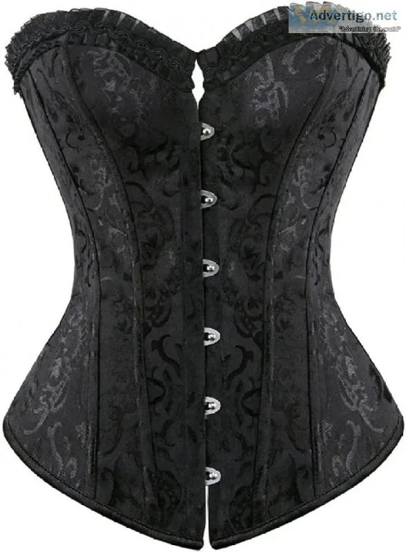Corsets For Women Black Overbust Corset And Lace Up Boned Bustie
