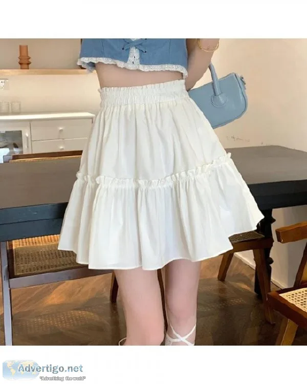Women Korean Fashion Patchwork Fairycore High Waist Fluffy White
