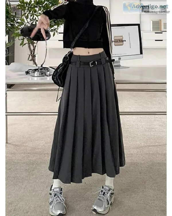 Long Women Autumn Low Rise Preppy Style Casual Korean Vintage Pl