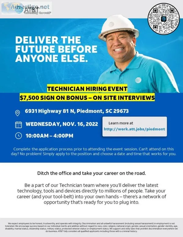 Technician Hiring Event - Piedmont SC