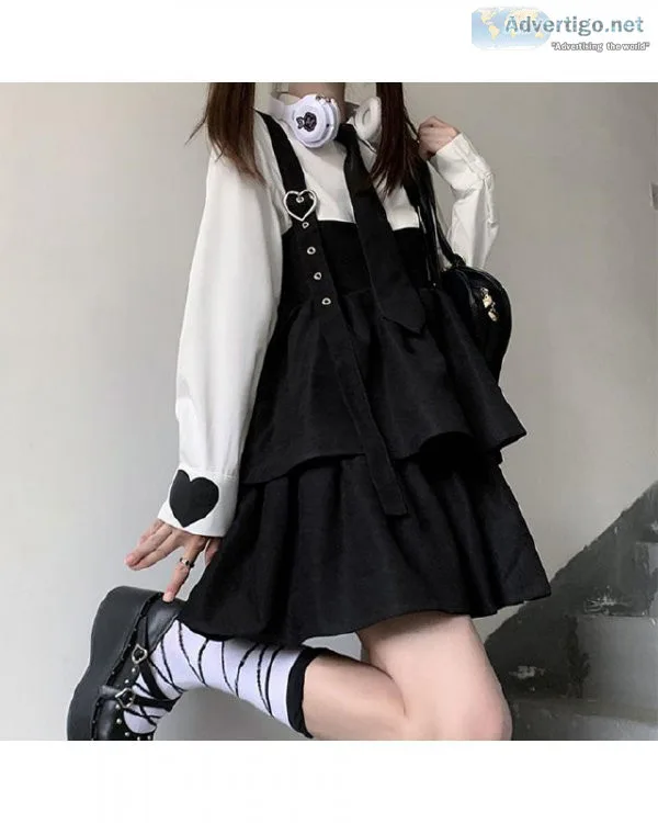 Kawaii Black Ruffle Layer Lolita Women Autumn Japanese Soft Girl