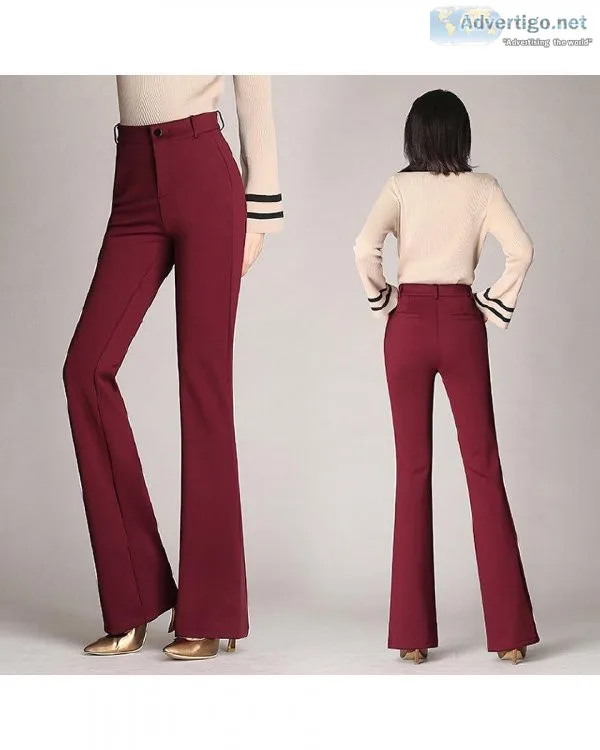High Waist Flare Pants Elegant Office Lady Comfortable Casual St