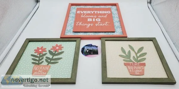 Celebrate Hanging Decor Carved Flower Framed Art (Set of 3)